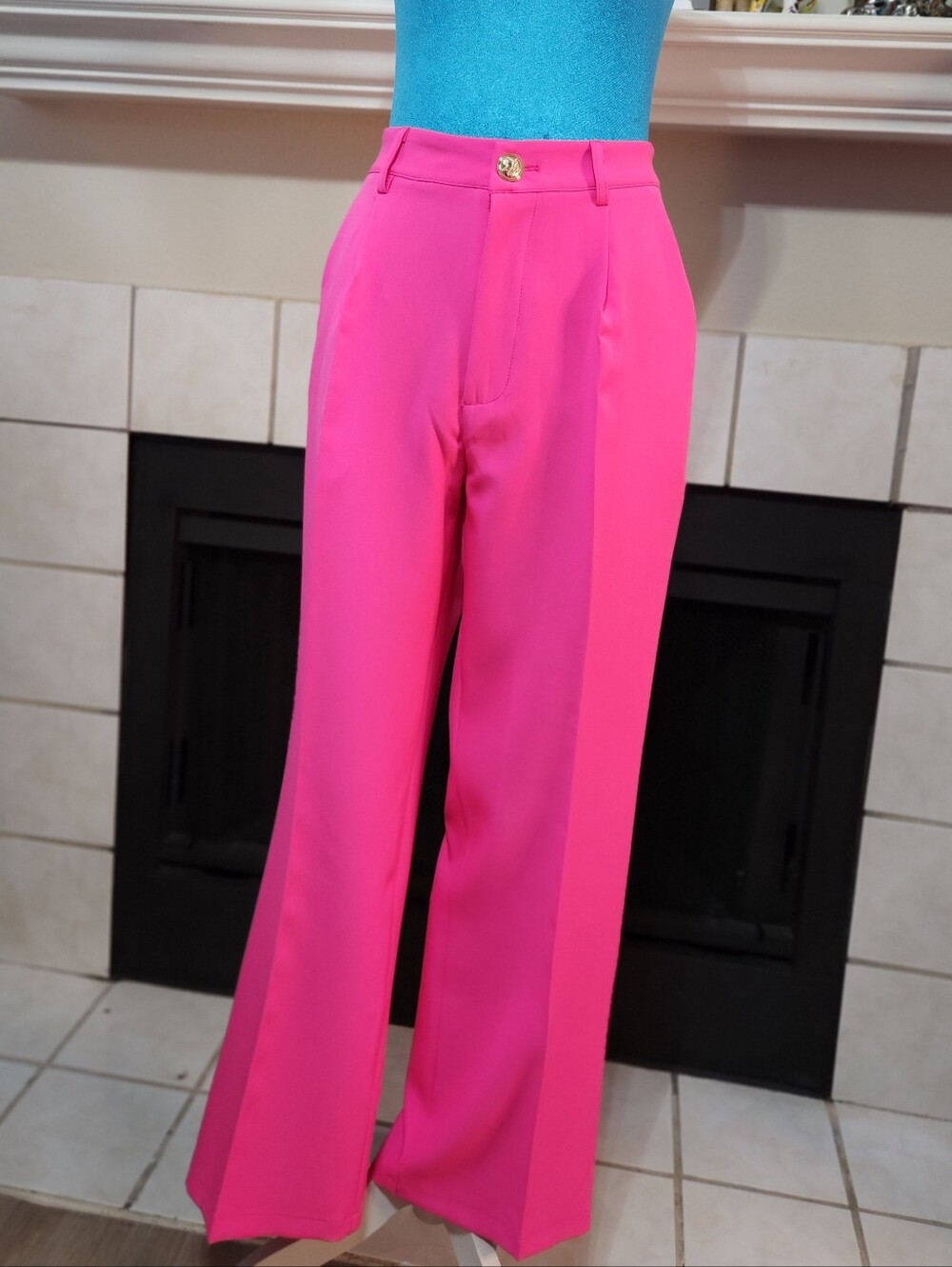 Women's High-Waist Pink Wide-Leg Trousers